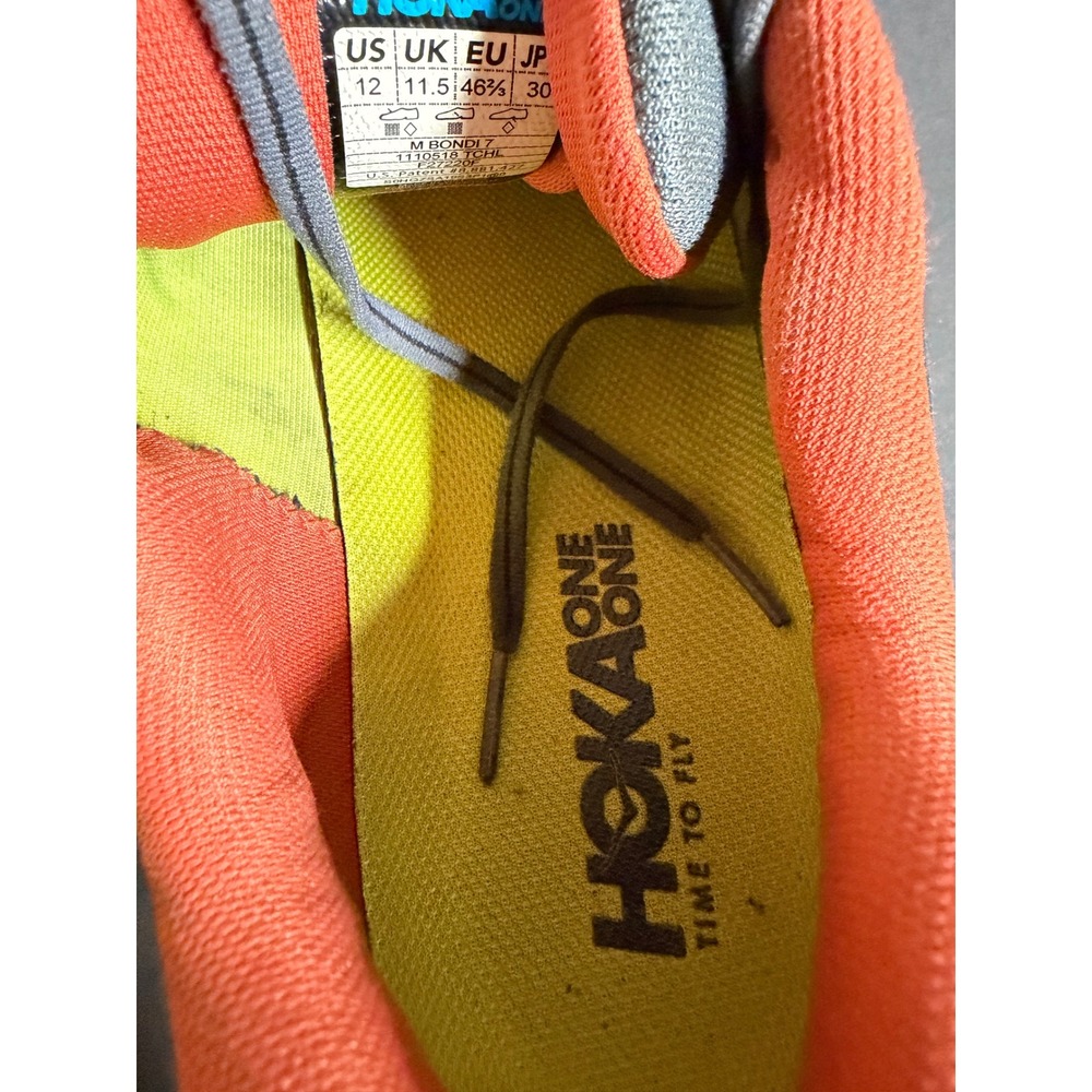 Hoka One One M Bondi 7 Running Shoes 1110518 TCHL Turbulence/Chili Men's 12 - Picture 12 of 12